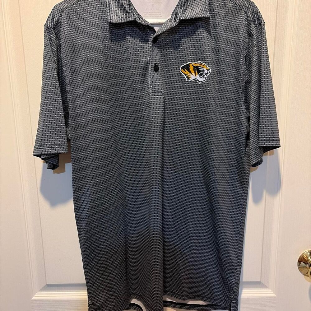 Antigua-apparel Men's Grey and Black Polo-shirts